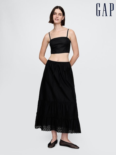 Musta - Gap Cotton Easy Tiered Eyelet Maxi Skirt (F42043) | €79