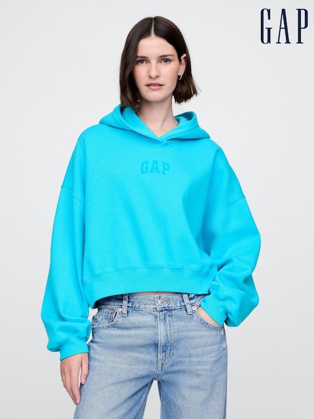 Albastru Neon - Gap Vintage Soft Logo Cropped Hoodie (F42047) | 372 LEI