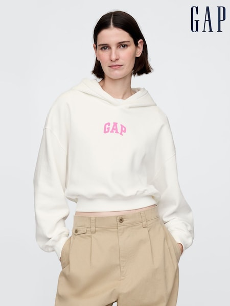 Valkoinen & Neonvärinen Vaaleanpunainen - Gap Vintage Soft Logo Nilkkapituiset housut Huppari (F42058) | €79