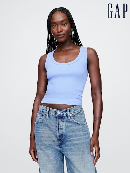 Gap Light Blue Ribbed Knit Cotton Stretch Scoop Vest (F42063) | €23