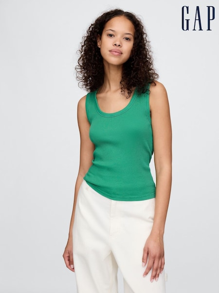 Gap Green Ribbed Knit Cotton Stretch Scoop Vest (F42067) | €23