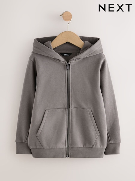 Charcoal Grey Zip Through Plain Zip Through Hoodie (3-16yrs) (F42200) | 69 QAR - 99 QAR