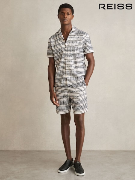 Reiss White/Black Haze Crochet Drawstring Shorts (F42240) | €142