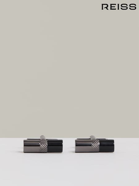 Reiss Gunmetal Tone /Onyx Dexter Cufflinks (F42265) | €85