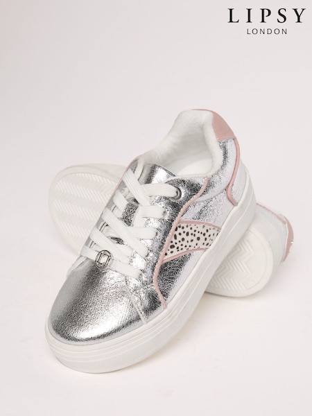 Lipsy Silver Girls Glitzy Detail Soprts Trainers (F42307) | €32 - €36