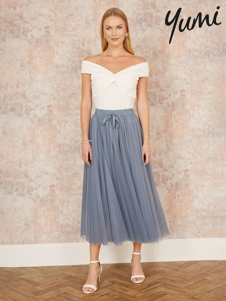 Yumi Light Blue Mesh Tulle Skirt (F42412) | €92