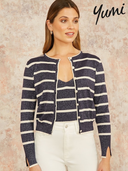 Yumi Striped Sparkle Knitted Cardigan (F42453) | € 66