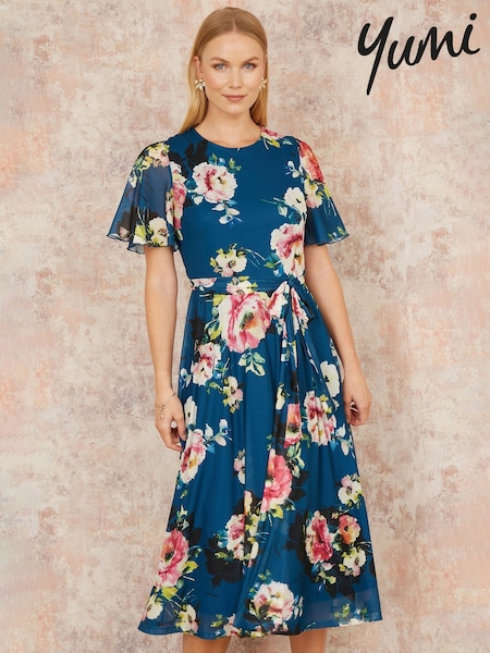 Vihreä - Yumi Mesh Kukallinen Printti; kuvio Midi- Mekko Enkelihihoilla (F42457) | €110