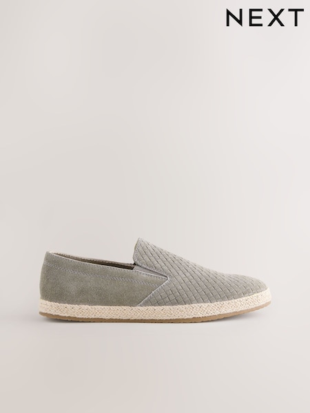 Grey Suede Woven Espadrille Shoes (F42462) | 238 QAR