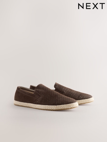 Brown Suede Woven Espadrille Shoes (F42463) | 238 QAR