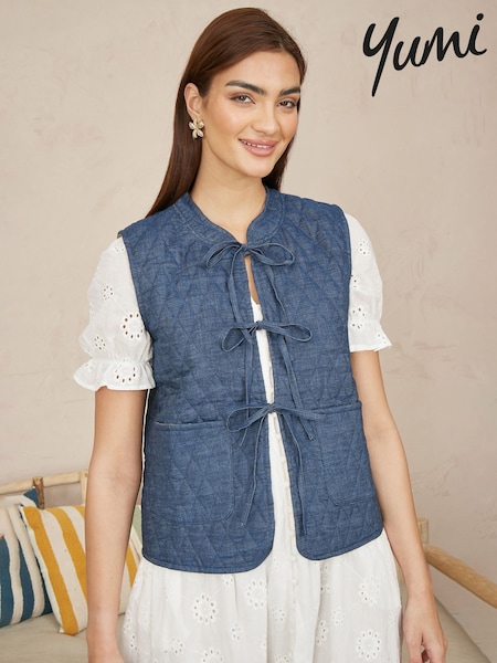 Yumi Blue Chambray 100% Cotton Quilted Reversible Vest (F42468) | 3,304 UAH