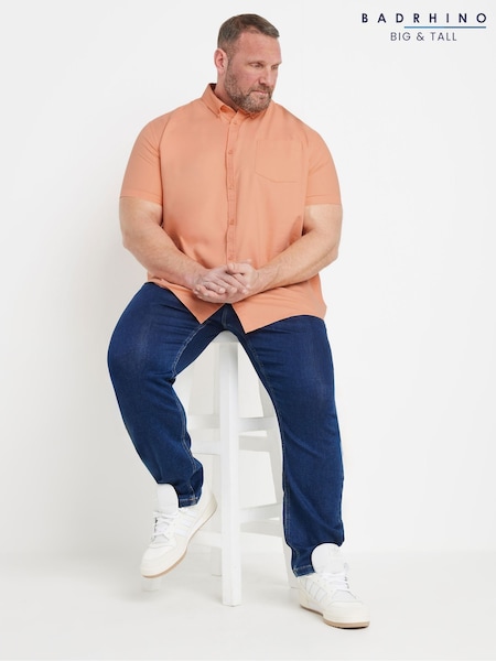 BadRhino Big & Tall Orange Short Sleeve Oxford Shirt (F42497) | €42