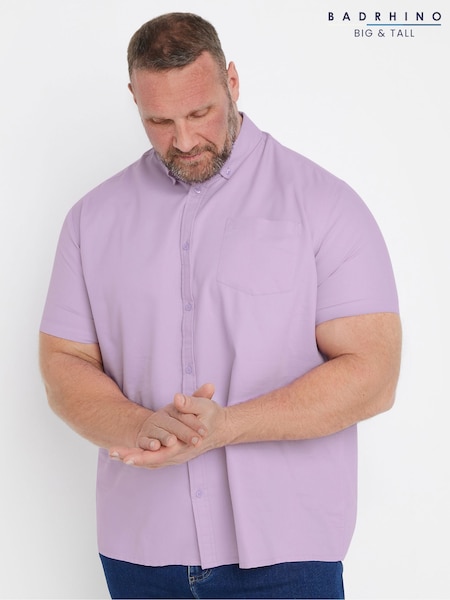 BadRhino Big & Tall Blue Short Sleeve Oxford Shirt (F42508) | €42