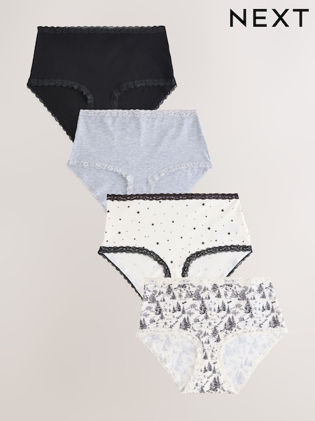 Black/Cream Midi Lace Knickers 4 Pack (F42599) | €21