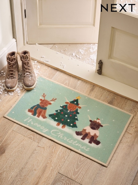 Sage Green Washable Christmas Hamish Doormat (F42638) | €11 - €23.50