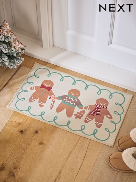 Natural Washable Christmas Gingerbread Doormats (F42640) | €16 - €27