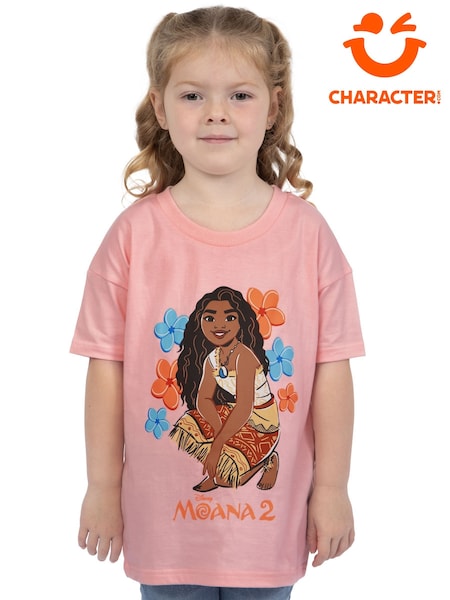 Character Pink Disney Moana 2 Short Sleeve 100% Cotton. T-Shirt (F42698) | 77 QAR