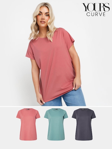 Yours Curve Pink Core Basic T-Shirts 3 Pack (F42704) | 175 zł
