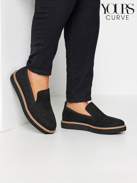 Yours Curve Black Wide Fit Wedge Slip On Loafers (F42717) | €51