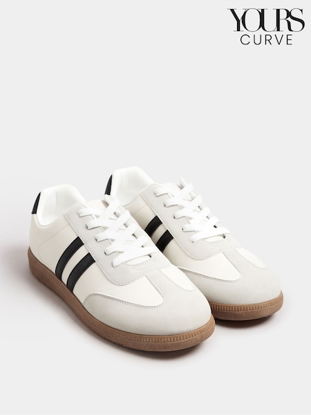 Yours Curve White Extra Wide Fit Extra-Wide Fit Retro Stripe Trainers (F42725) | €49
