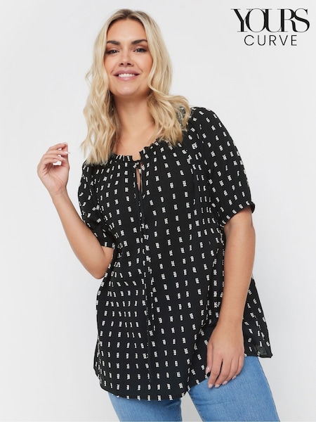 Yours Curve Swiss Dot Short Sleeve Boho 100% Cotton Top (F42732) | 45 €
