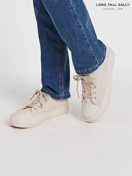 Бежевый - Long Tall Sally Canvas Mid Flatform Trainers (F42748) | €38
