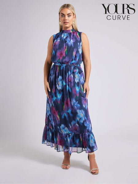 Albastru - Rochie lungă Yours Curve London cu straturi suprapuse (F42751) | 521 LEI