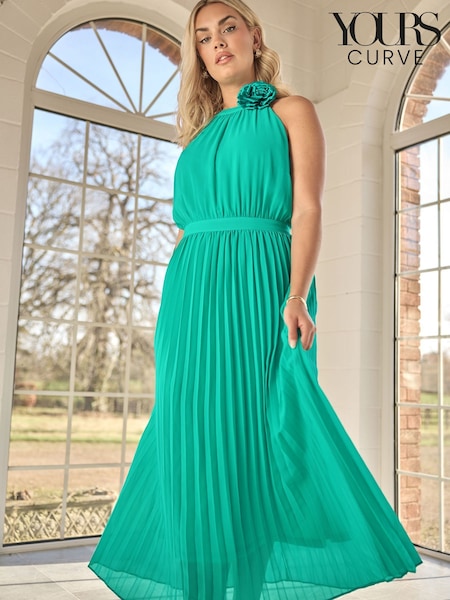 Темно-синий - Yours Curve London Pleated Choker Corsage Dress (F42771) | €110