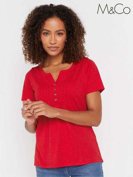 Luonnollinen - M&Co Lyhyt hiha  100% puuvillaa Henleys -toppi (F42781) | €33