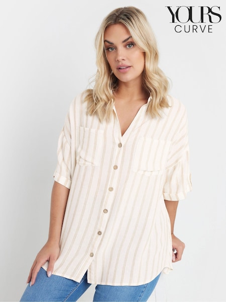 Yours Curve Natural Washed Desert Striped Shirt (F42793) | €36