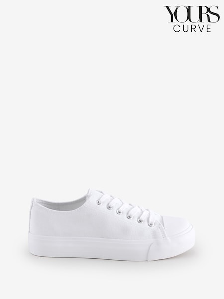 Yours Curve White Wide Fit Extra Wide Fit Canvas Trainers (F42802) | €33