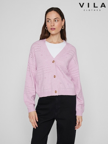 VILA Pink Button Down Knitted Cardigan (F42832) | €57