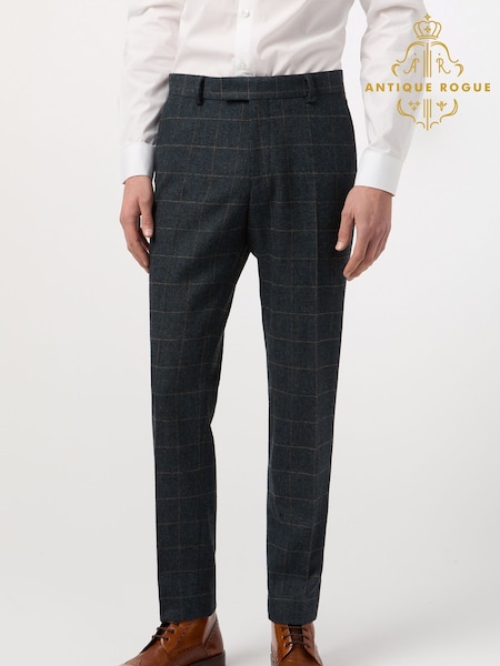 Antique Rogue Blue Dax Herringbone Check Trousers (F42836) | €119