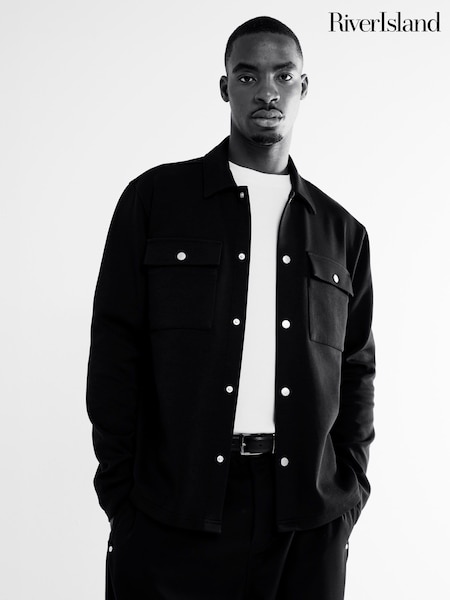 River Island Black Slim Fit Jersey Overshirt (F42841) | €66