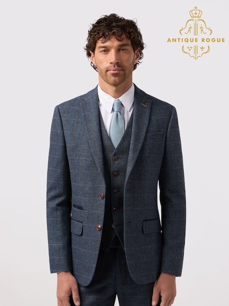 Antique Rogue Blue Maverick Hbone Check Jacket (F42850) | R$ 1,430