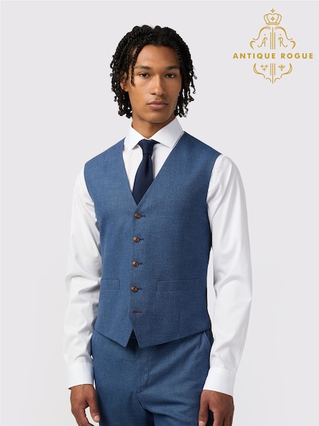 Antique Rogue Blue Blake Texture Waistcoat (F42878) | €98