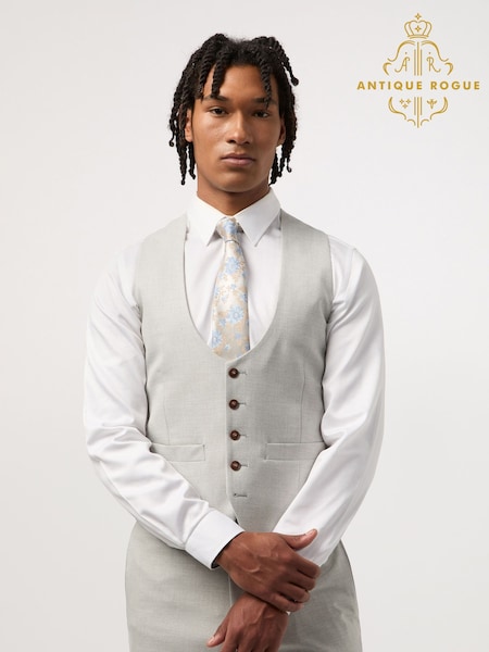 Antique Rogue Grey Blake Pale Grey Waistcoat (F42880) | €106