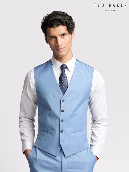 Ted Baker Blue Blake Sharkskin Slim Waistcoat (F42887) | €140