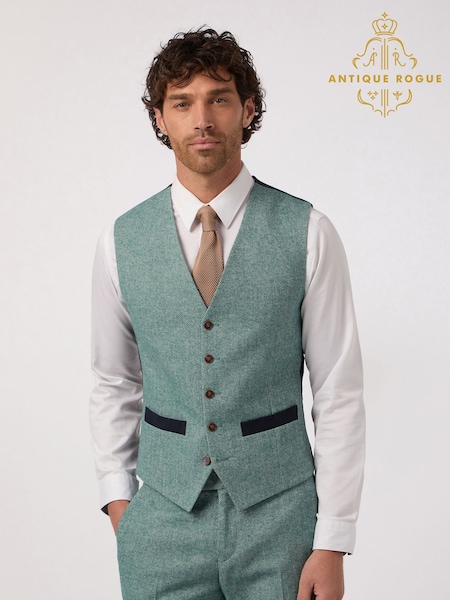 Antique Rogue Green Tweed Waistcoat (F42897) | 416 QAR