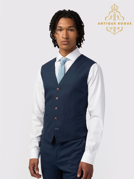 Antique Rogue Blue Blake Texture Waistcoat (F42915) | €98
