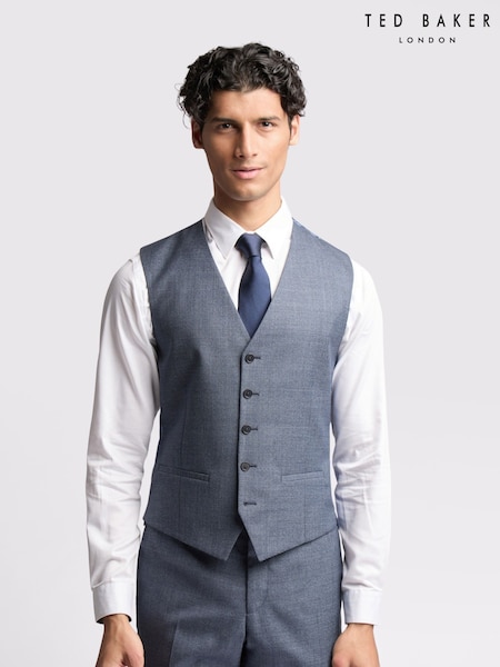Ted Baker Blue Slim Riley Ptooth Waistcoat (F42950) | €140