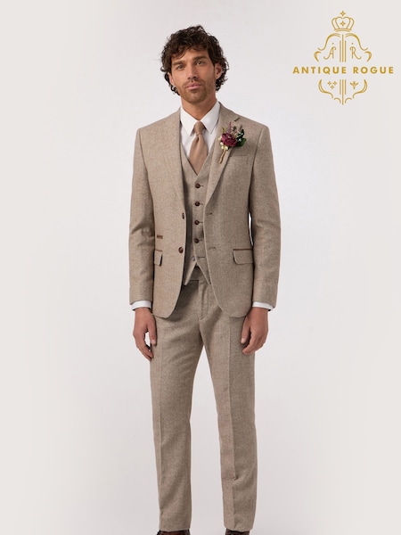 Antique Rogue Natural Herringbone Tweed Jacket (F42954) | 718 QAR