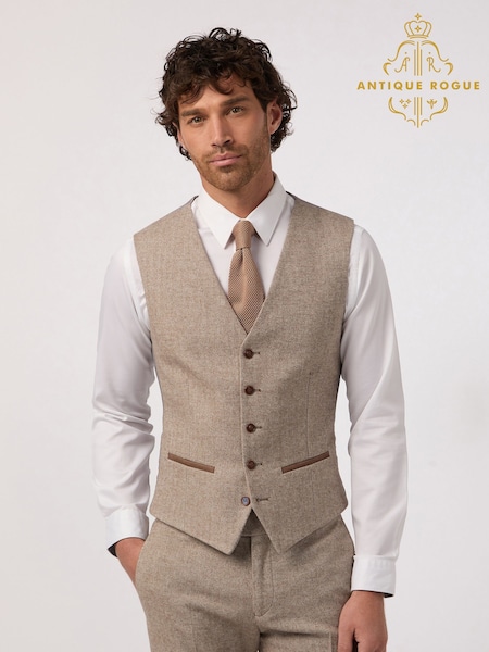 Antique Rogue Natural Tweed Waistcoat (F42970) | 416 QAR