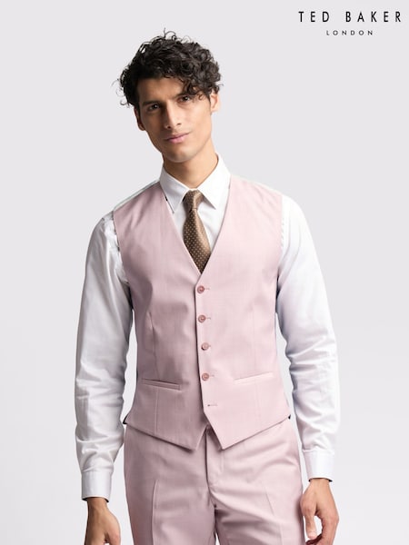 Ted Baker Pink Slim Burra Rose Sharkskin Waistcoat (F42972) | €140