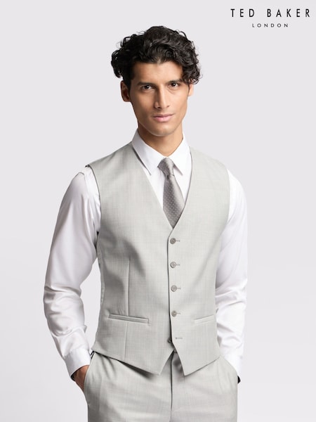 Ted Baker Grey Slim Lowry Sharkskin Waistcoat (F42975) | €140