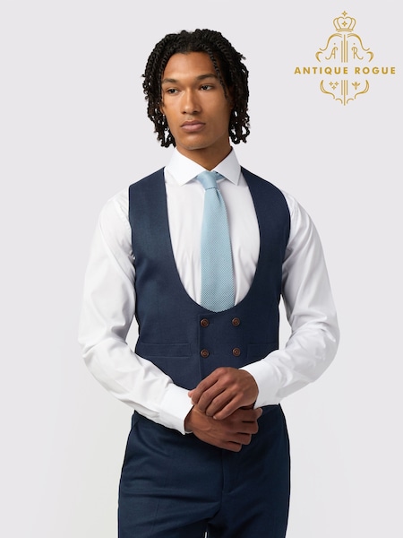 Antique Rogue Blue Blake Texture Waistcoat (F42976) | €106