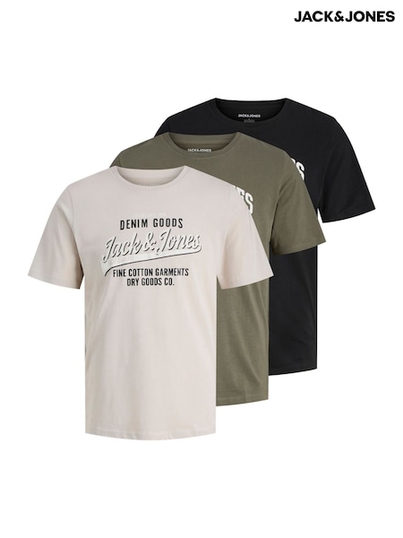 JACK & JONES Brown 3 Pack Short Sleeve Printed T-Shirts (F42980) | €40