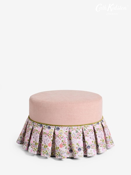 Cath Kidston Rose Thread Pink Chenille With Tiny Town Frill Foot Stool (F43012) | €314