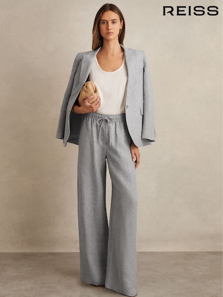 Reiss Blue Willow Linen-Blend Wide-Leg Trousers (F43025) | €185