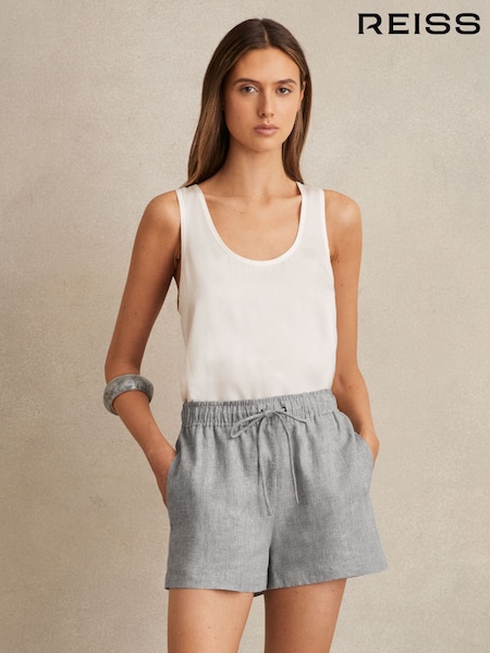 Reiss Blue Willow Linen Blend Drawstring Shorts (F43031) | €135